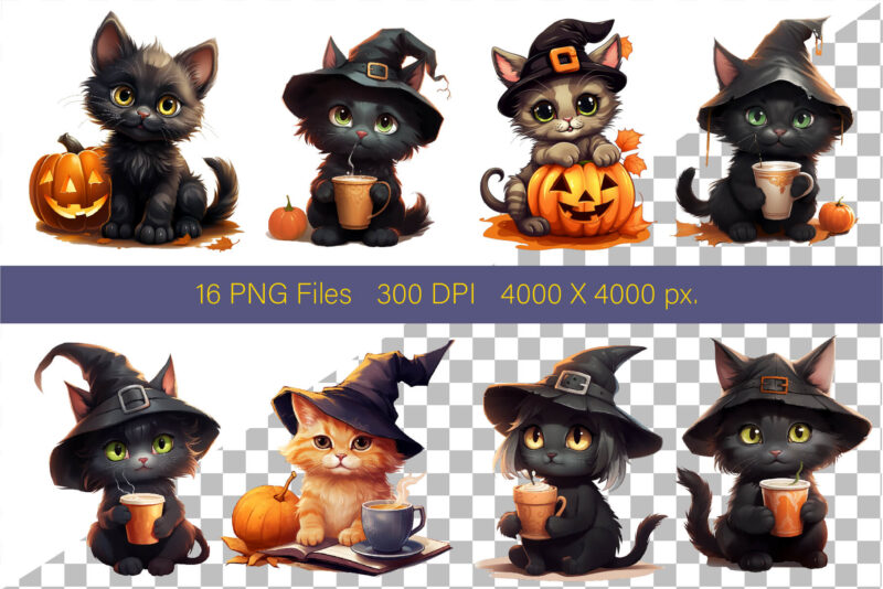 Cute Halloween cats. TShirt Sticker.