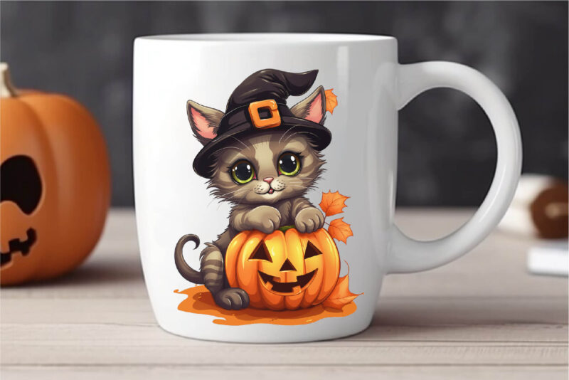 Cute Halloween cats. TShirt Sticker.