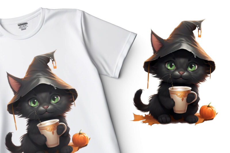 Cute Halloween cats. TShirt Sticker.