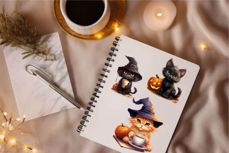 Cute Halloween cats. TShirt Sticker.