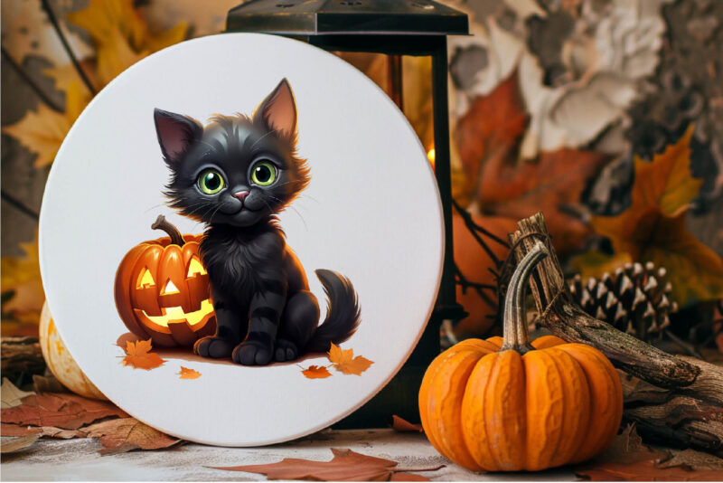 Cute Halloween cats. TShirt Sticker.