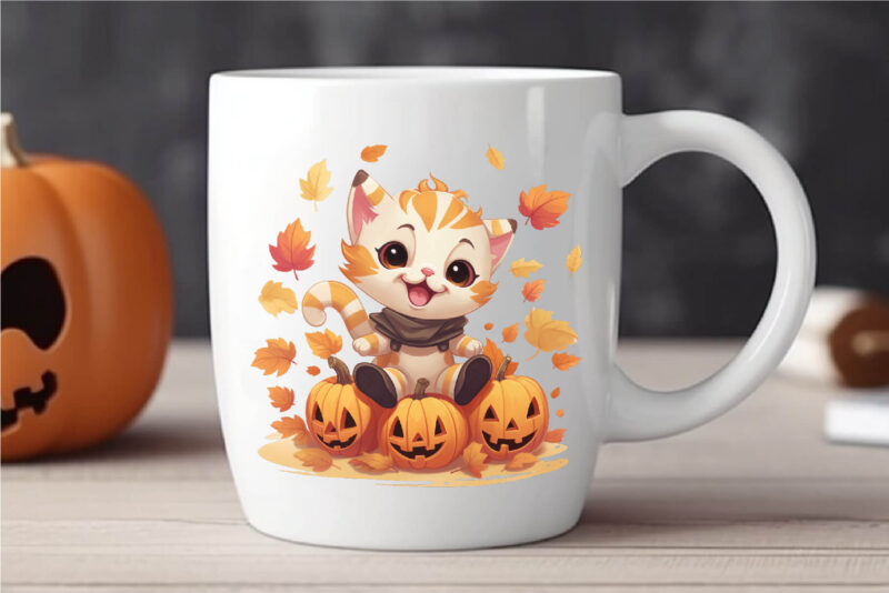 Cute Kawaii Cats for Halloween. Sticker.