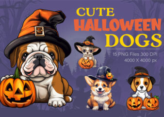 Cute Halloween dogs. TShirt Sticker.