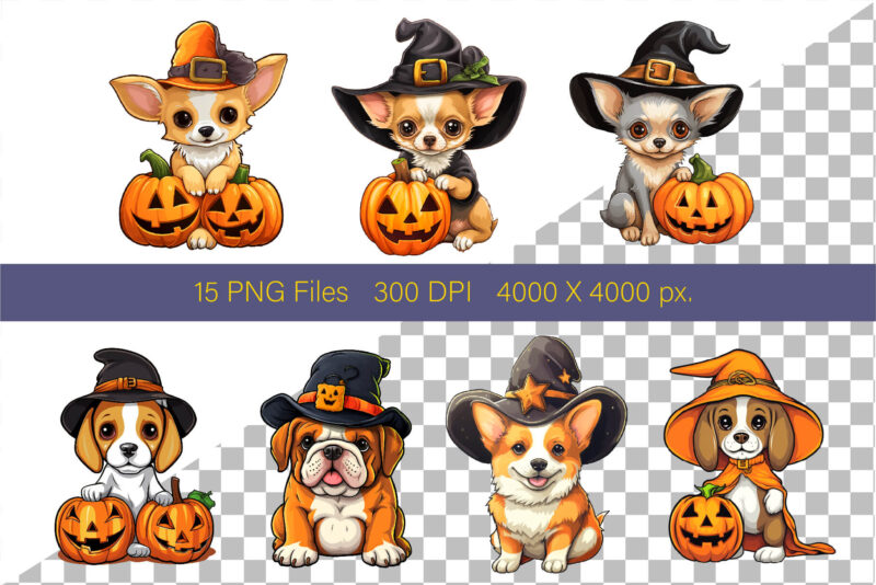 Cute Halloween dogs. TShirt Sticker.