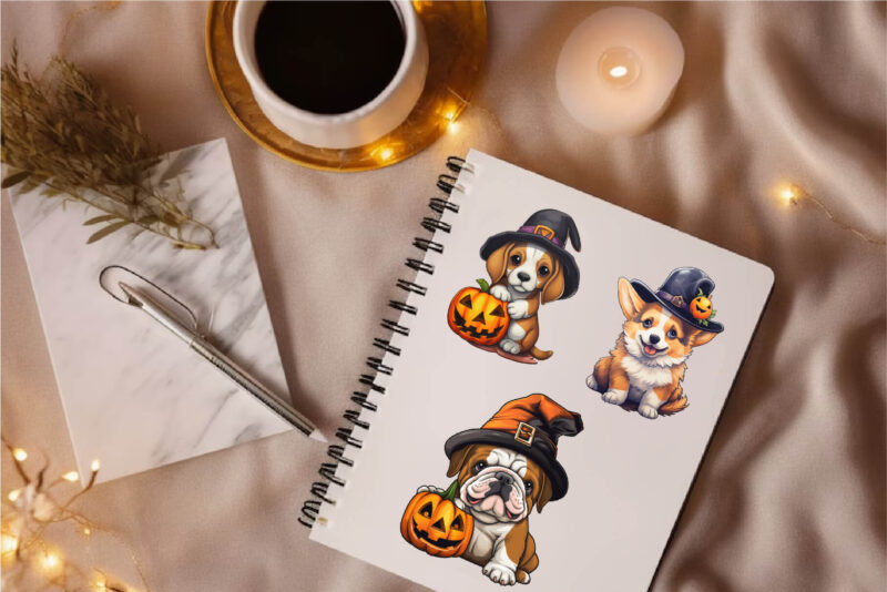 Cute Halloween dogs. TShirt Sticker.