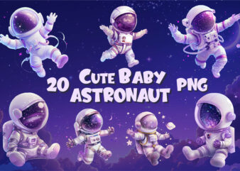 Cute baby astronaut 01. T-Shirt, PNG.