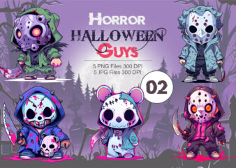 Cartoon Horror Halloween Guys 02. TShirt Sticker.