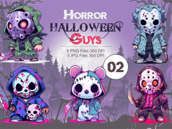 Cartoon horror halloween guys 02. tshirt sticker.