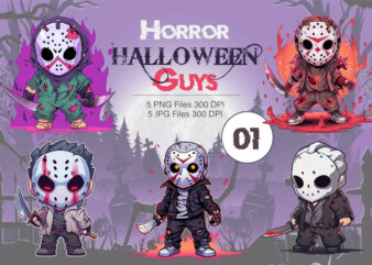 Cartoon Horror Halloween Guys 01. TShirt Sticker.