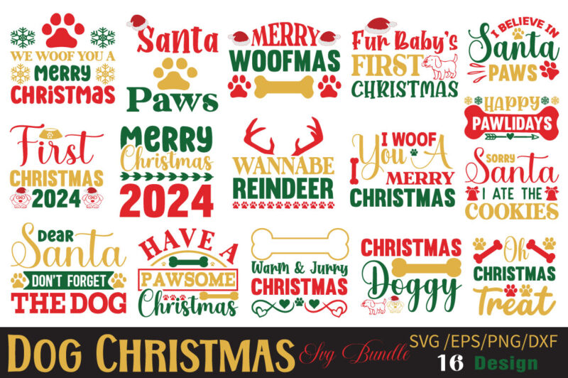 Dog Christmas T-shirt Bundle Dog Christmas svg Bundle