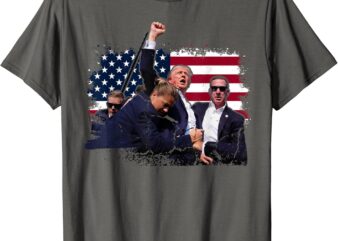 Donald Trump 2024 Fist Rally Trump Rally 2024 American Flag T-Shirt