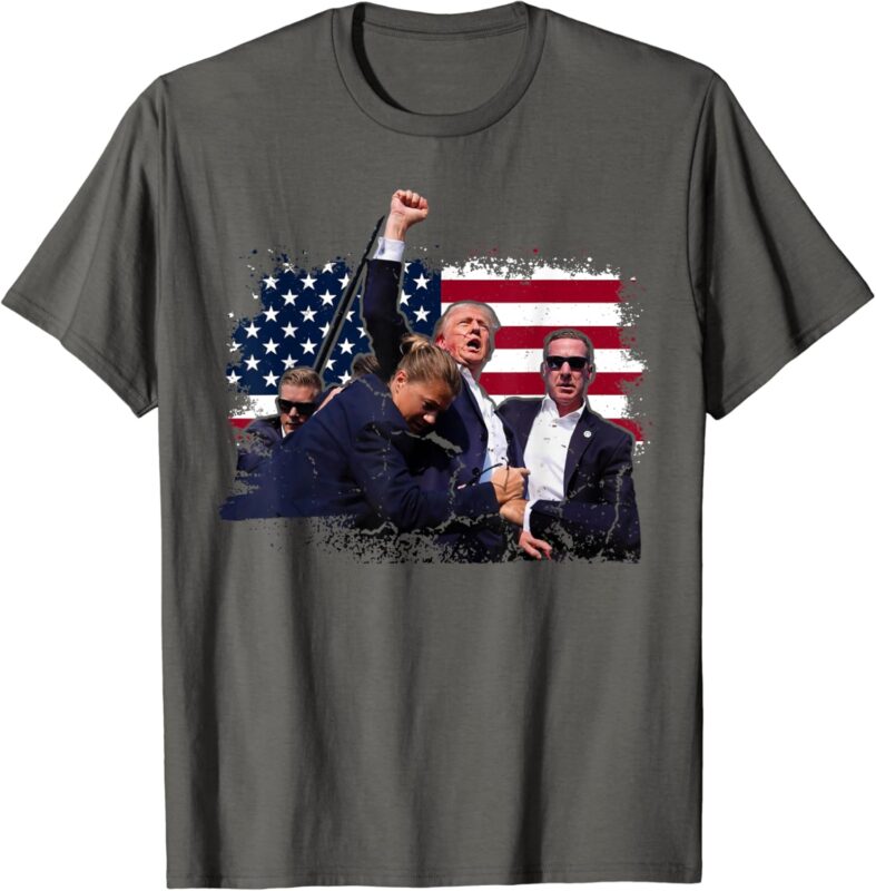 Donald Trump 2024 Fist Rally Trump Rally 2024 American Flag T-Shirt