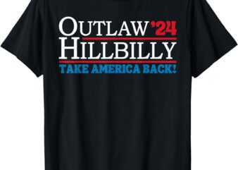 Elections T-Shirt Trump Vance 2024 Outlaw Hillbilly US Flag Vintage