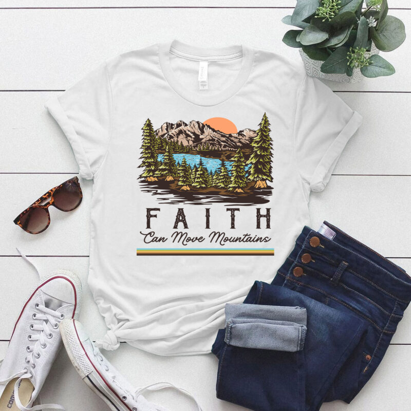 Faith Can Move Mountain Retro Christian Vintage Religious Gift lts-d