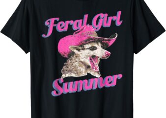 Feral Girl Summer Retro Possum Meme T-Shirt