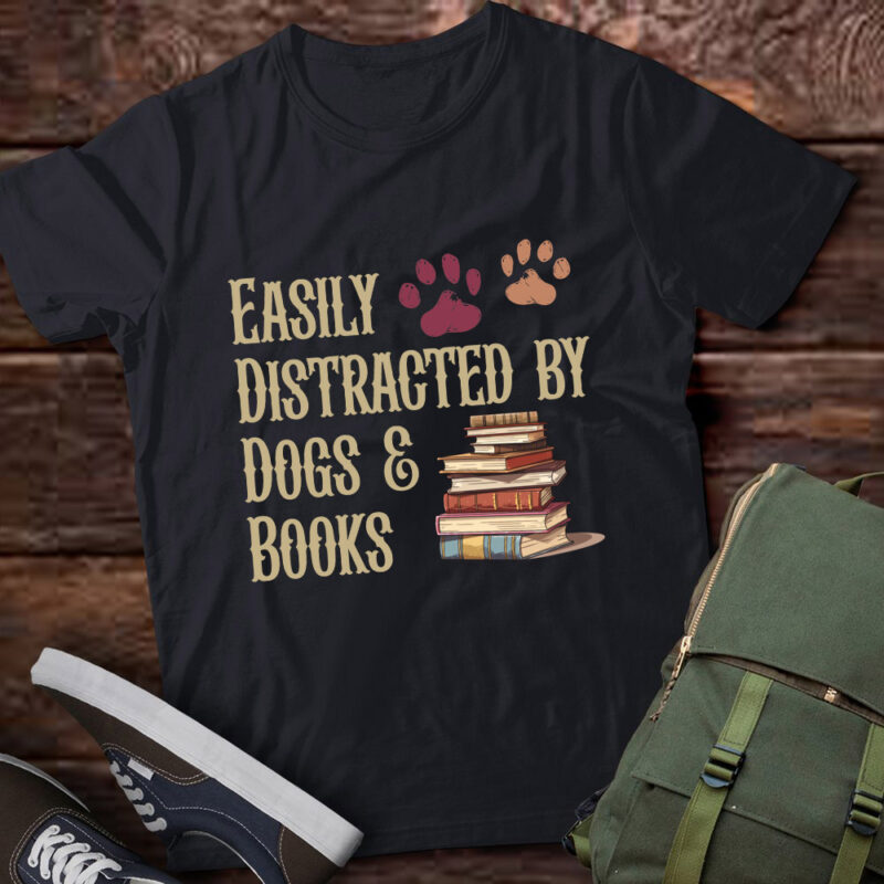 Funny Dog Lover Book Easily Distracted by Dogs & Books lts-d