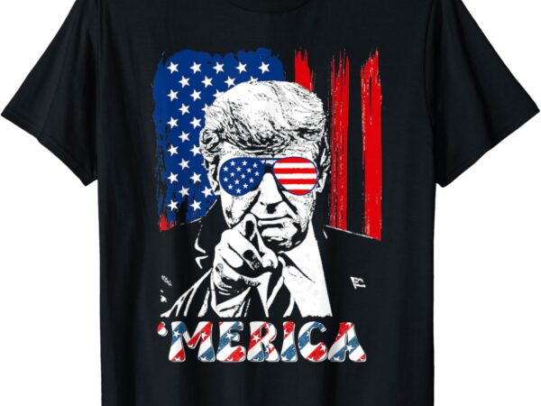 Funny ‘merica trump happy 4th of july trump american flag t-shirt