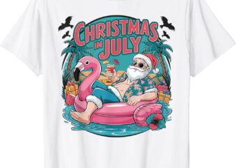 Funny Santa Flamingo Christmas In July Summer Xmas Women Kid T-Shirt