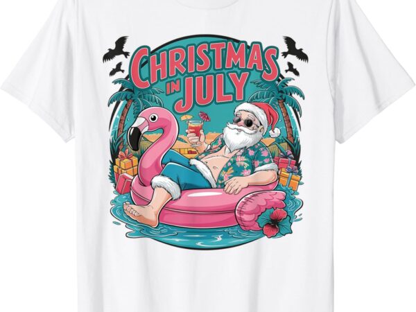 Funny santa flamingo christmas in july summer xmas women kid t-shirt