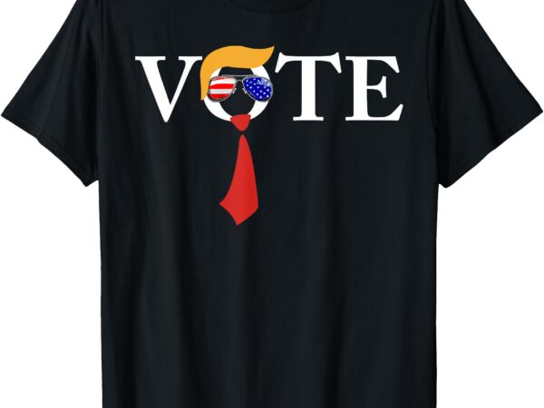 Funny trump 2024 vote with trump hair sunglasses us flag t-shirt