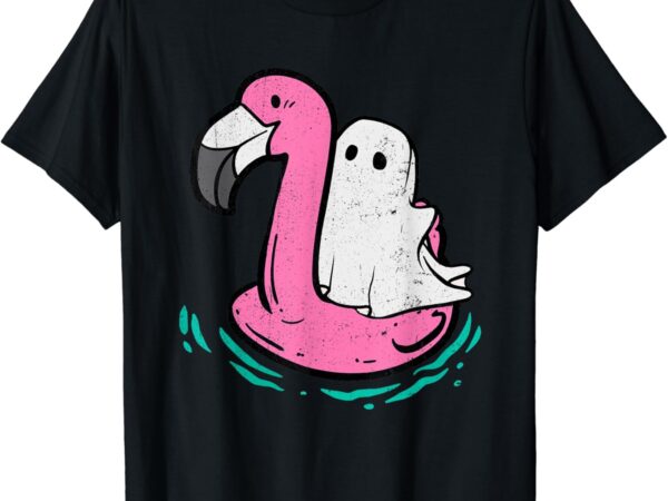 Ghost on a pool funny spooky summer summerween shirt t shirt design template