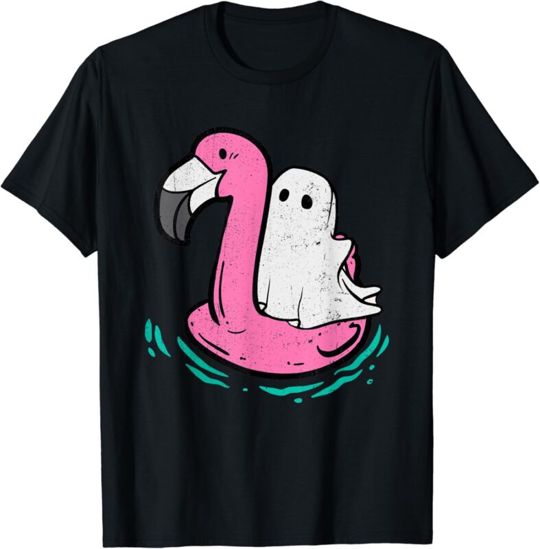 Ghost On A Pool Funny Spooky Summer Summerween shirt