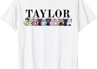 Girl Retro Taylor First Name Cat Kittens Personalized Groovy T-Shirt