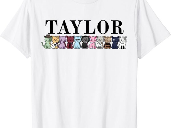 Girl retro taylor first name cat kittens personalized groovy t-shirt