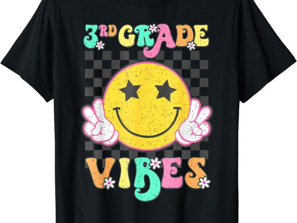 Girls 3rd grade vibes smile face back to school third grade t-shirt