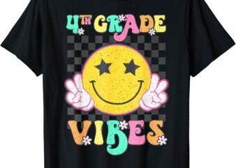 Girls 4th Grade Vibes Smile Face Back to School Fourth Grade T-Shirt