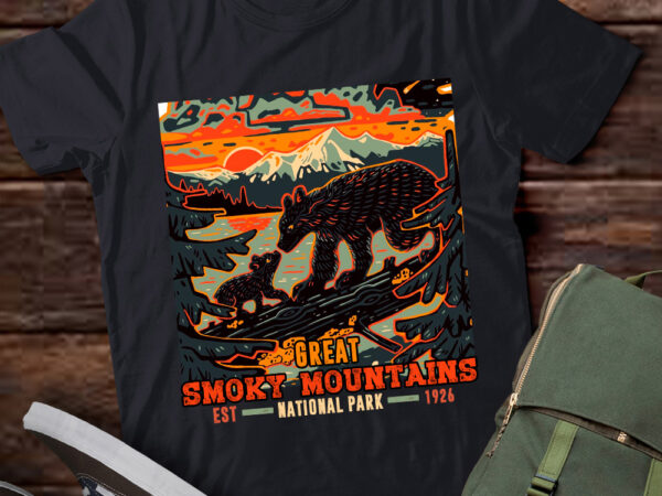 Great smoky mountains national park retro vintage hiking lts-d t shirt design template