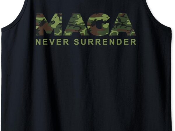 Green camo camouflage trump maga never surrender usa july 4 tank top t shirt design template