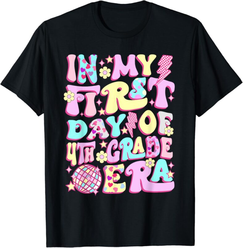 Groovy In My First Day 4th Grade Era Back To School Girls T-Shirt