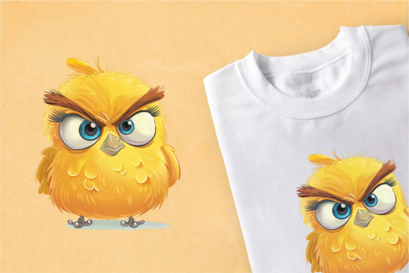 Grumpy cute birds 06. TShirt Sticker.