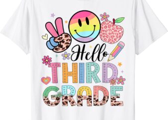 Hello 3rd Grade Boy Girl Teacher Back To School 3rd Grade T-Shirt
