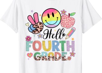 Hello 4th Grade Boy Girl Teacher Back To School 4th Grade T-Shirt