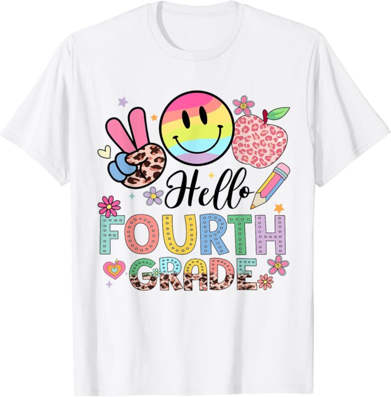 Hello 4th Grade Boy Girl Teacher Back To School 4th Grade T-Shirt