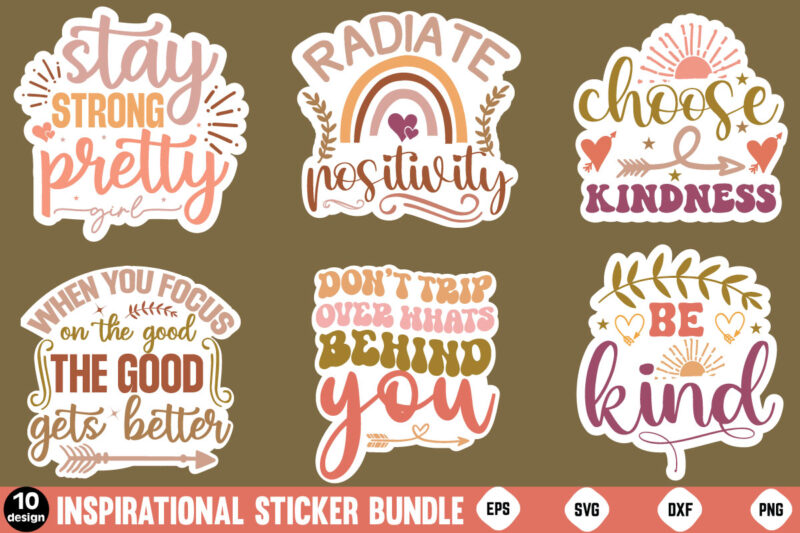 Inspirational Sticker Bundle Design, motivational quotes