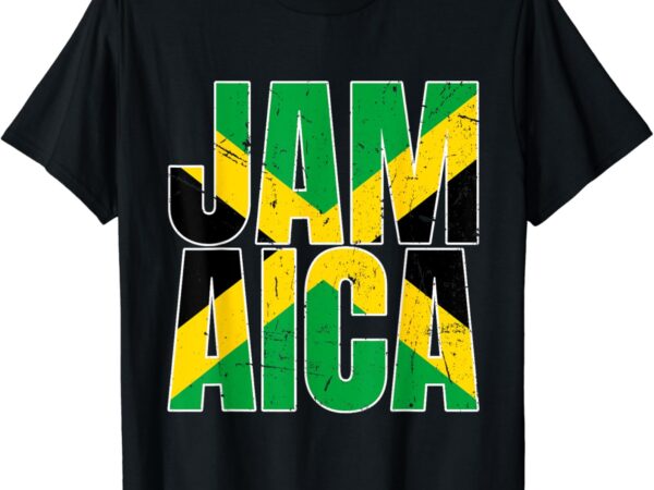 Jamaica flag retro design proud jamaican men women kids t-shirt