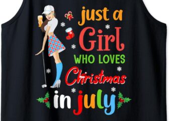 Just A Girl Who Loves Christmas In July Golf Lover Women Tank Top vector clipart