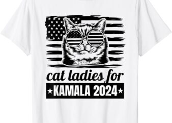 Kamala Harris 2024 Cat Lady Voting Cats Feminine Funny Women T-Shirt (2)