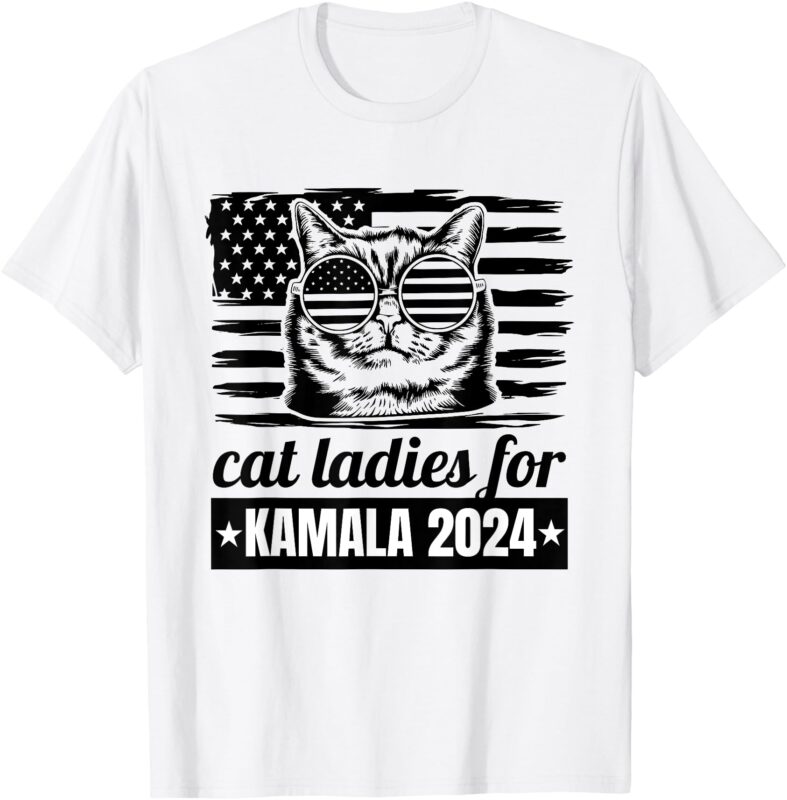 Kamala Harris 2024 Cat Lady Voting Cats Feminine Funny Women T-Shirt (2)