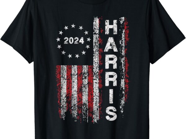 Kamala harris 2024 for president campaign us flag vintage t-shirt