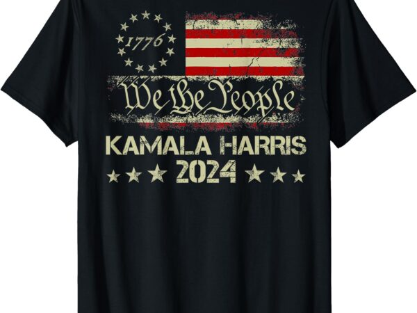 Kamala harris 2024 tee kamala for president us flag on back t-shirt