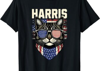 Kamala Harris for President 2024, Funny Cat Lady Graphic T-Shirt