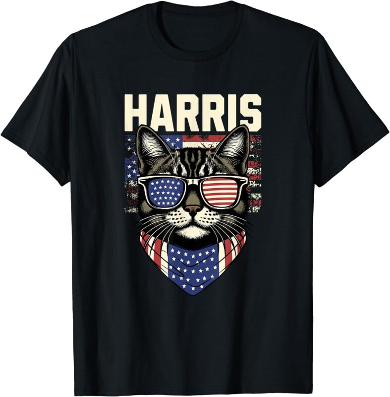 Kamala Harris for President 2024, Funny Cat Lady Graphic T-Shirt