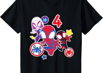 Kids Marvel Spidey and His Amazing Friends 4 Year Old Birthday T-Shirt