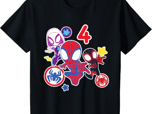 Kids marvel spidey and his amazing friends 4 year old birthday t-shirt