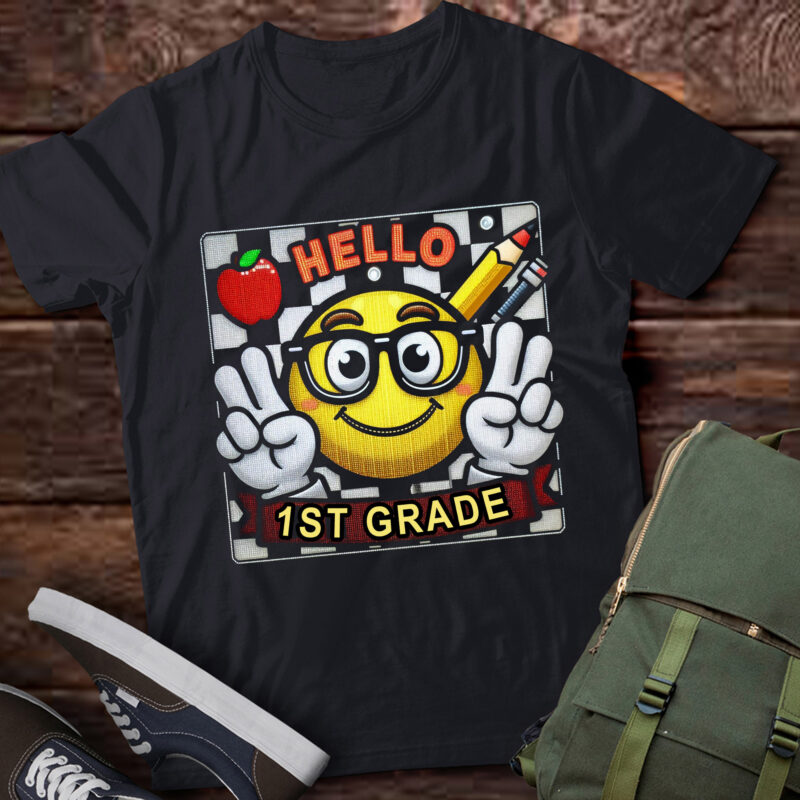 LT-P4 Retro first Hello 1st Grade Back To School Teacher Kid