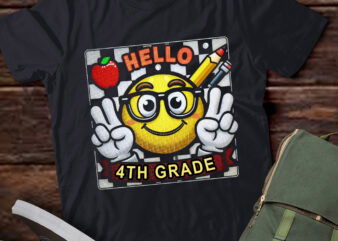 LT-P4 Retro Fourth Hello 4th Grade Back To School Teacher Kid